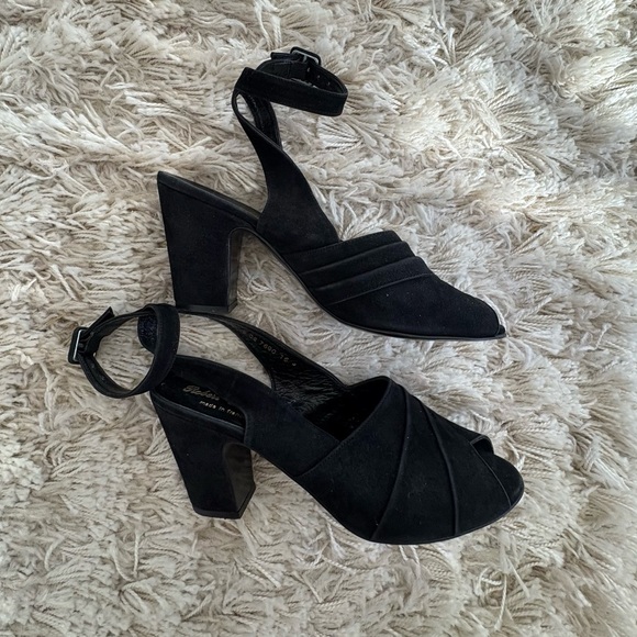 Vintage Robert Clergerie Black Suede Heels - Picture 1 of 5